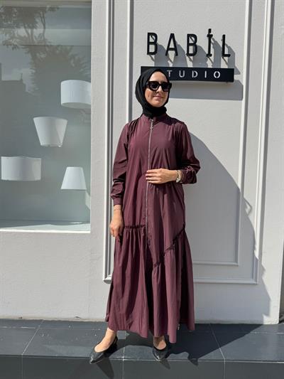 404980 Paraşüt Kumaş Kadın Kap Bordo