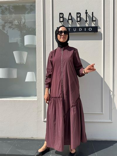 404980 Paraşüt Kumaş Kadın Kap Bordo