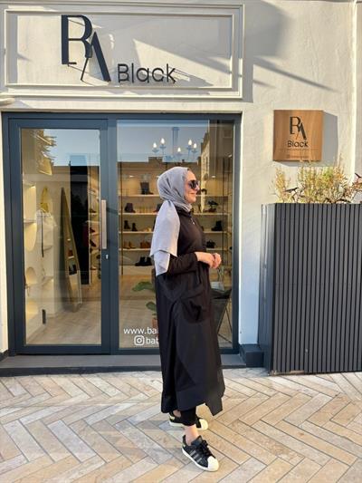 404999 Paraşüt Detay Kadın Kap Siyah
