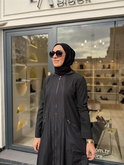 405003 Paraşüt Detay Kadın Kap Siyah