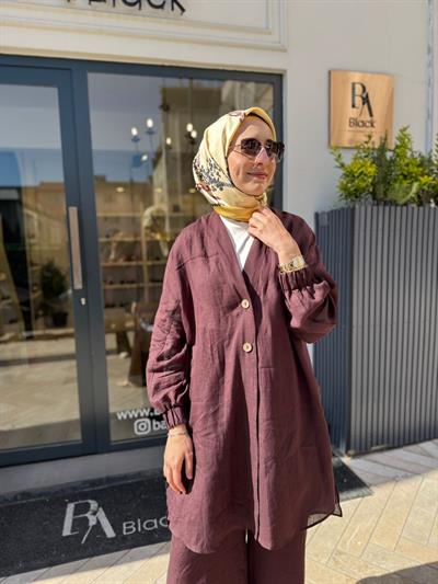 405023 Düğmeli Kadın Ceket Bordo