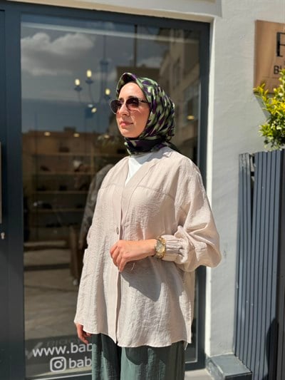 405024 Düğmeli Kadın Ceket Bej