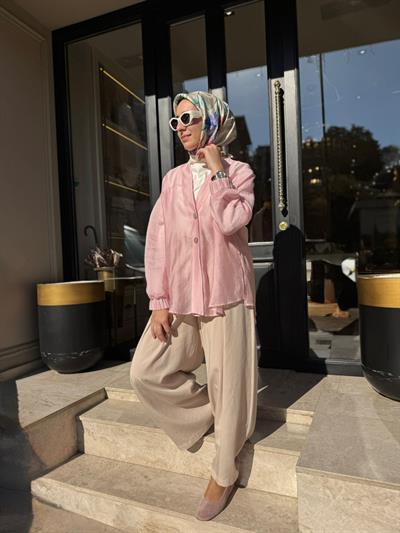 405024 Düğmeli Kadın Ceket Pembe