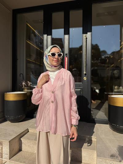 405024 Düğmeli Kadın Ceket Pembe