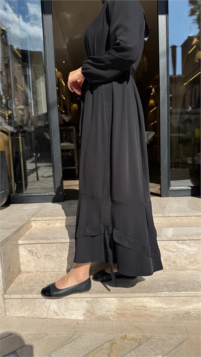 40813 Kuşaklı Kadın Elbise Siyah
