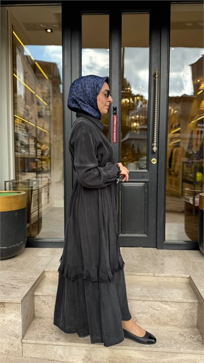 40818 Çıtçıt Detay Kadın Elbise Siyah