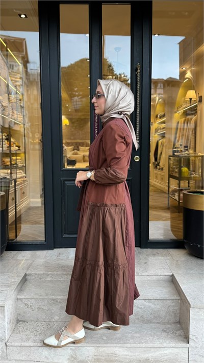 40824 Çıtçıt Kapama Kadın Elbise Taba
