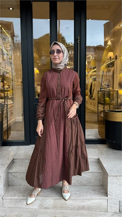 40824 Çıtçıt Kapama Kadın Elbise Taba