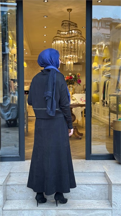 40911 Kuşaklı Kadın Etek Siyah