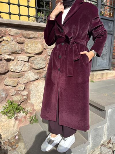 505322 Dokulu Kadın Kaban Bordo