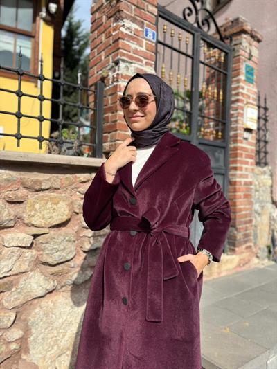 505322 Dokulu Kadın Kaban Bordo