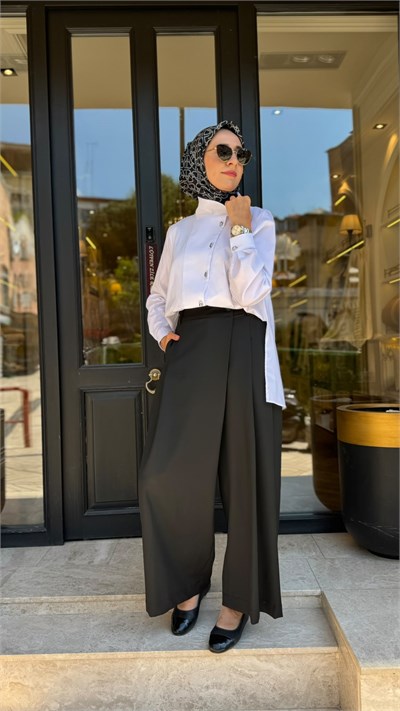 606099 Palazzo Kadın Pantolon Siyah