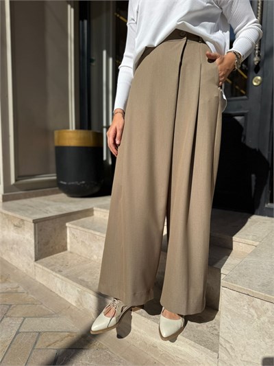 606099 Palazzo Kadın Pantolon Vizon