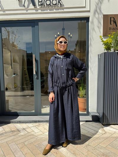606123 Düğmeli Kadın Pantolon Lacivert