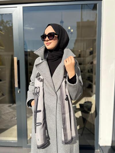 7084 Yün Kadın Kaban Gri
