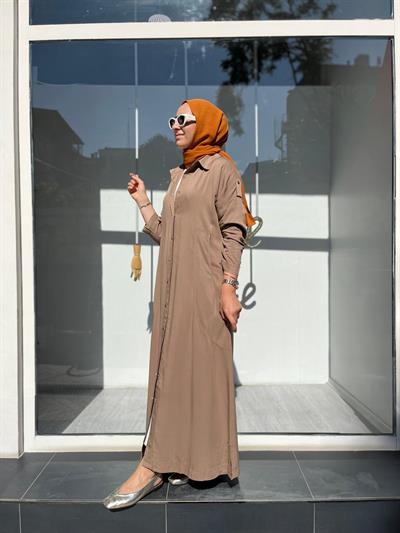 7154 Cep Detaylı Kadın Kap Camel