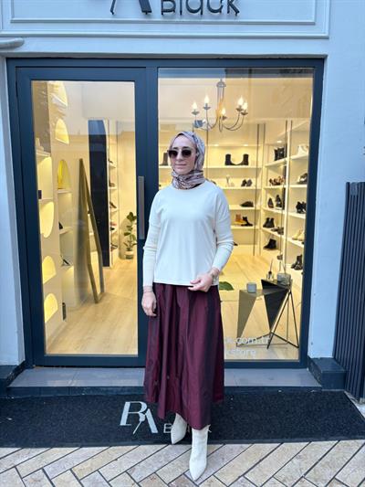 806468 Paraşüt Kadın Etek Bordo