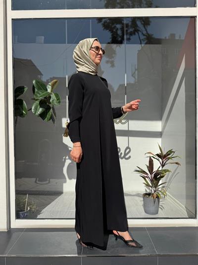 90464-1 Düz Kadın Elbise Siyah