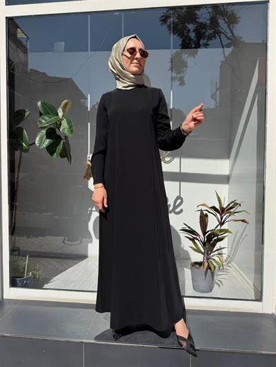90464-1 Düz Kadın Elbise Siyah