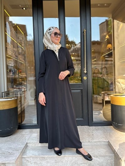90530 Fermuarlı Kadın Kap Siyah
