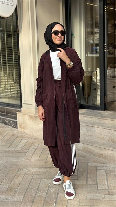 ALL-9013 Bol Paça Kadın Pantolon Bordo