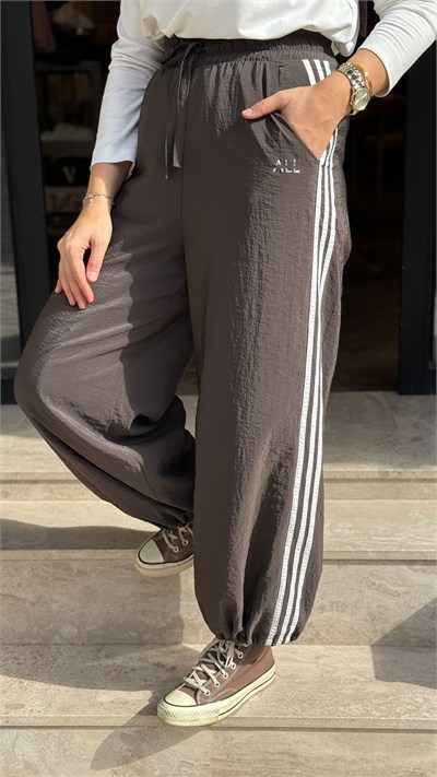 ALL-9013 Bol Paça Kadın Pantolon Koyu Vizon