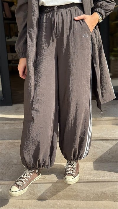 ALL-9013 Bol Paça Kadın Pantolon Koyu Vizon