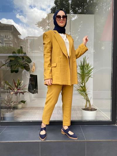 Astarsız Tensel Kadın Ceket Yağ Yeşili