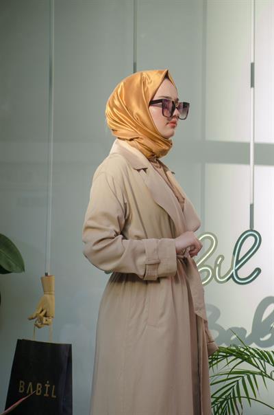 Bağlama Detaylı Kadın Trençkot Bej