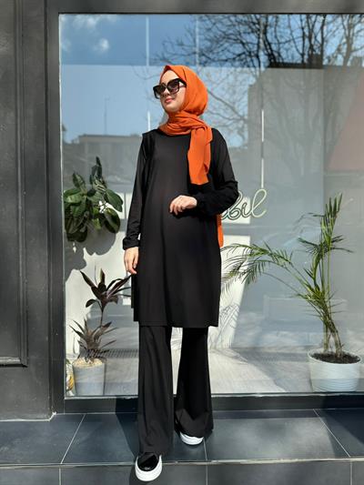 Bambu Kumaş Kadın Tunik Siyah