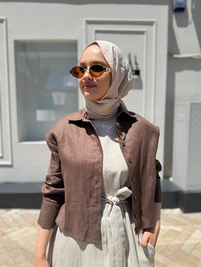 Kısa Kadın Gömlek KOYU ETUP