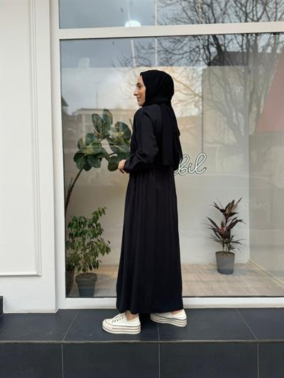 Beli Sıkmalı Kadın Elbise Siyah