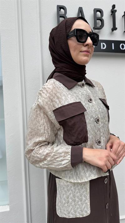 Kadın Ceket Etek Takım Kahve