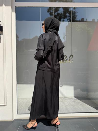 Çapraz Dikişli Kadın Tunik Takım Siyah