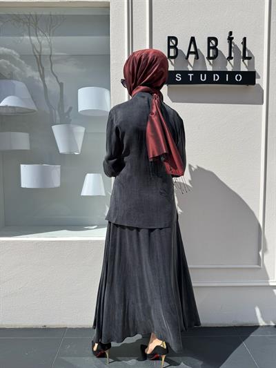 Ceketli Kadın Etek Takım Siyah