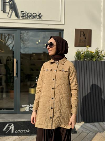 Çıt Çıt Kapitone Kadın Ceket Camel