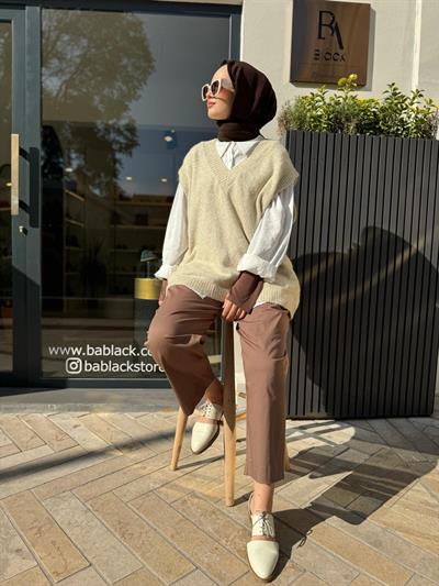 Culotte Pili Coton Kadın Pantolon Kahve