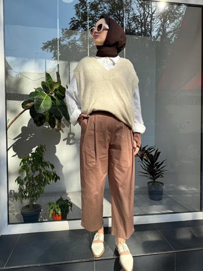Culotte Pili Coton Kadın Pantolon Kahve