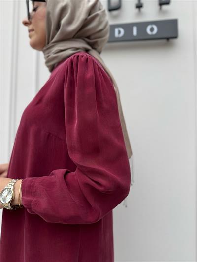 Uzun Düz Kadın Tunik Bordo