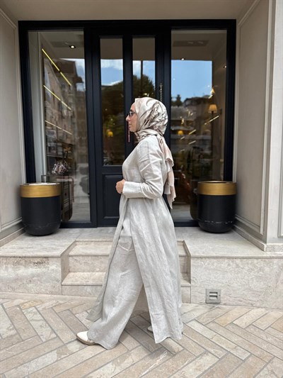 D97 Nila Keten Kadın Pantolonlu Takım NATURAL