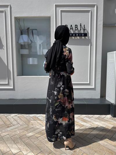 Desenli Brit Düğmeli Siyah