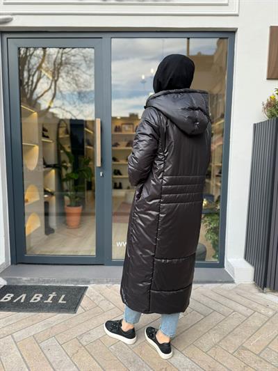 Dikiş Detaylı Kadın Şişme Mont Siyah