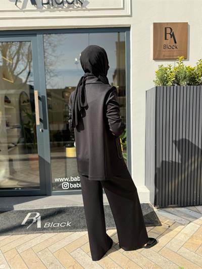 Dikiş Detaylı Scuba Kadın Takım Siyah