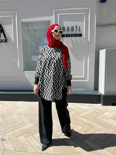 Düğme Detaylı Kadın Tunik Siyah