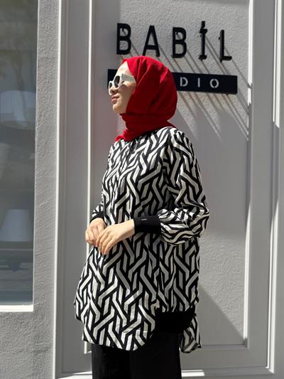 Düğme Detaylı Kadın Tunik Siyah