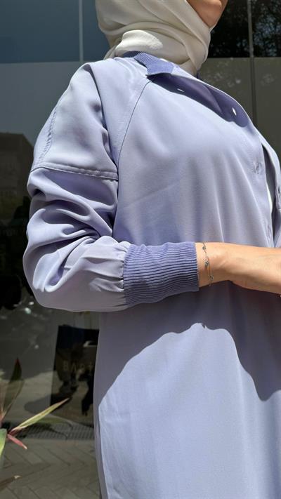 Düğmeli Basic Kadın Kap Mavi