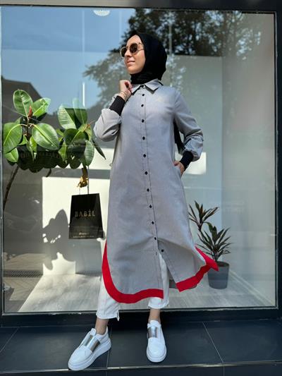 Düğmeli Tam Boy Gömlek Kap Siyah