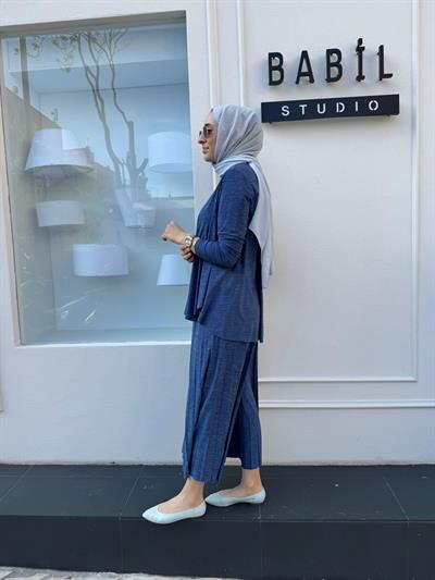 Elenay Plisoley Kadın Pantolon Etek Indigo