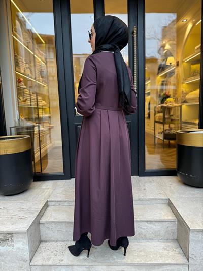 Eliza Gömlek Detaylı Elbise Bordo