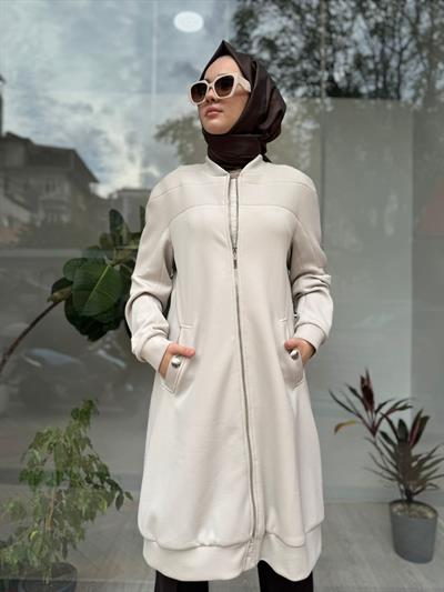 Fermuarlı Basic Kap Taş Rengi